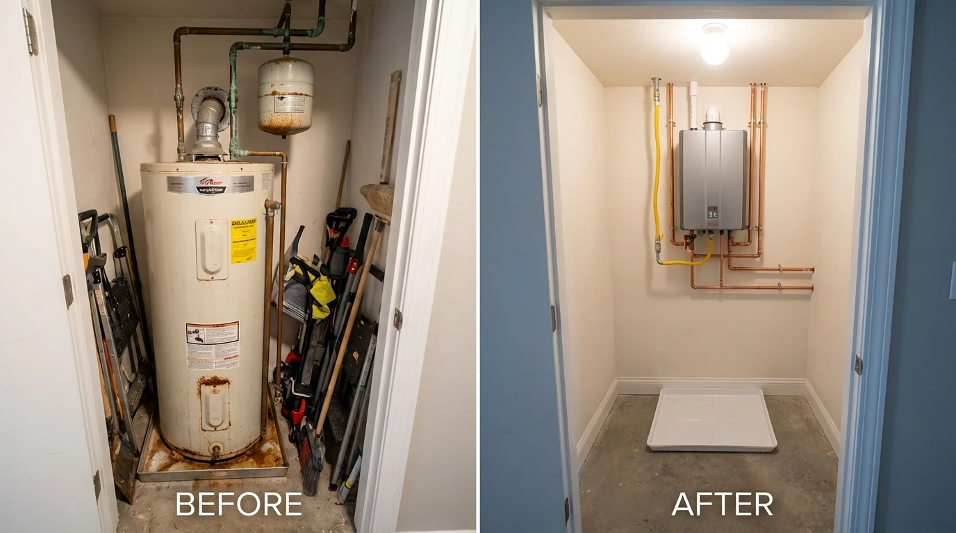 Tank water heater versus wall-mounted tankless unit comparison for Chatham, NY homeowners